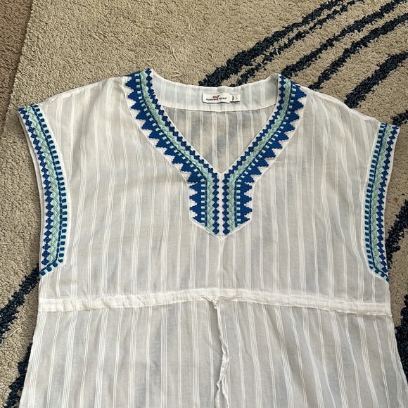 Vineyard vine Embroidered Striped Cotton Maxi Cover-Up Size L - Picture 4 of 10